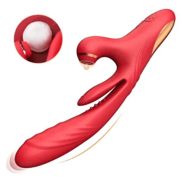 3 Thrusting Vibrating & 10 Pulsating & 7 Sucking 10.4inch Vibrators with Heating Adult Toy, Triple Action Sex Toy G-Spot & Clitoris Stimulator
