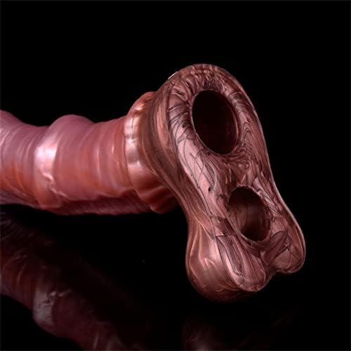8.07in Horse Penis Extender Sleeve – Realistic Silicone Enlargement Sleeve with Cock Ring for Men (Brown)