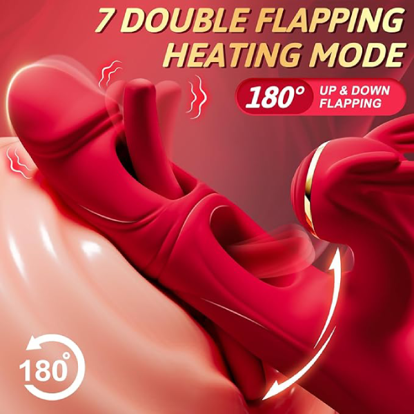 Double Tongue Licking & Vibrating Dildo - 7 Flapping Modes & 10 Vibrations for G-Spot & Clitoral Stimulation